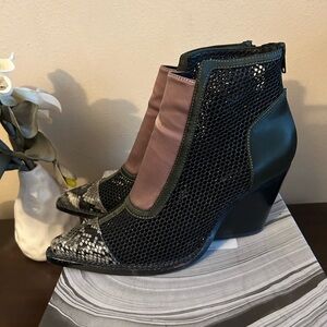 Jeffrey Campbell for Free People Brinkley Mixed-Material Ankle Boots